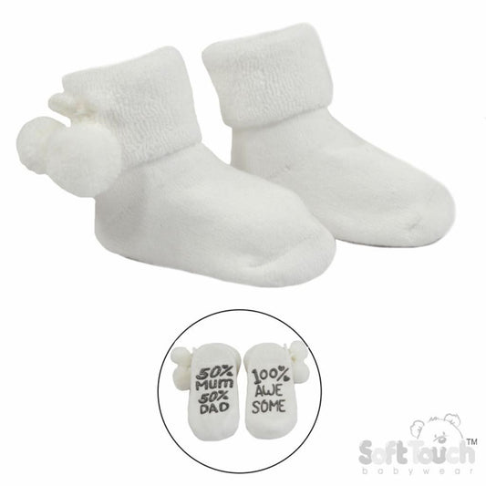 Baby Anti Slip White Pom Pom Socks