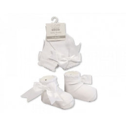 Baby White Satin Bow Socks