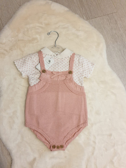 Baby Pink Dungaree Romper 2 pc