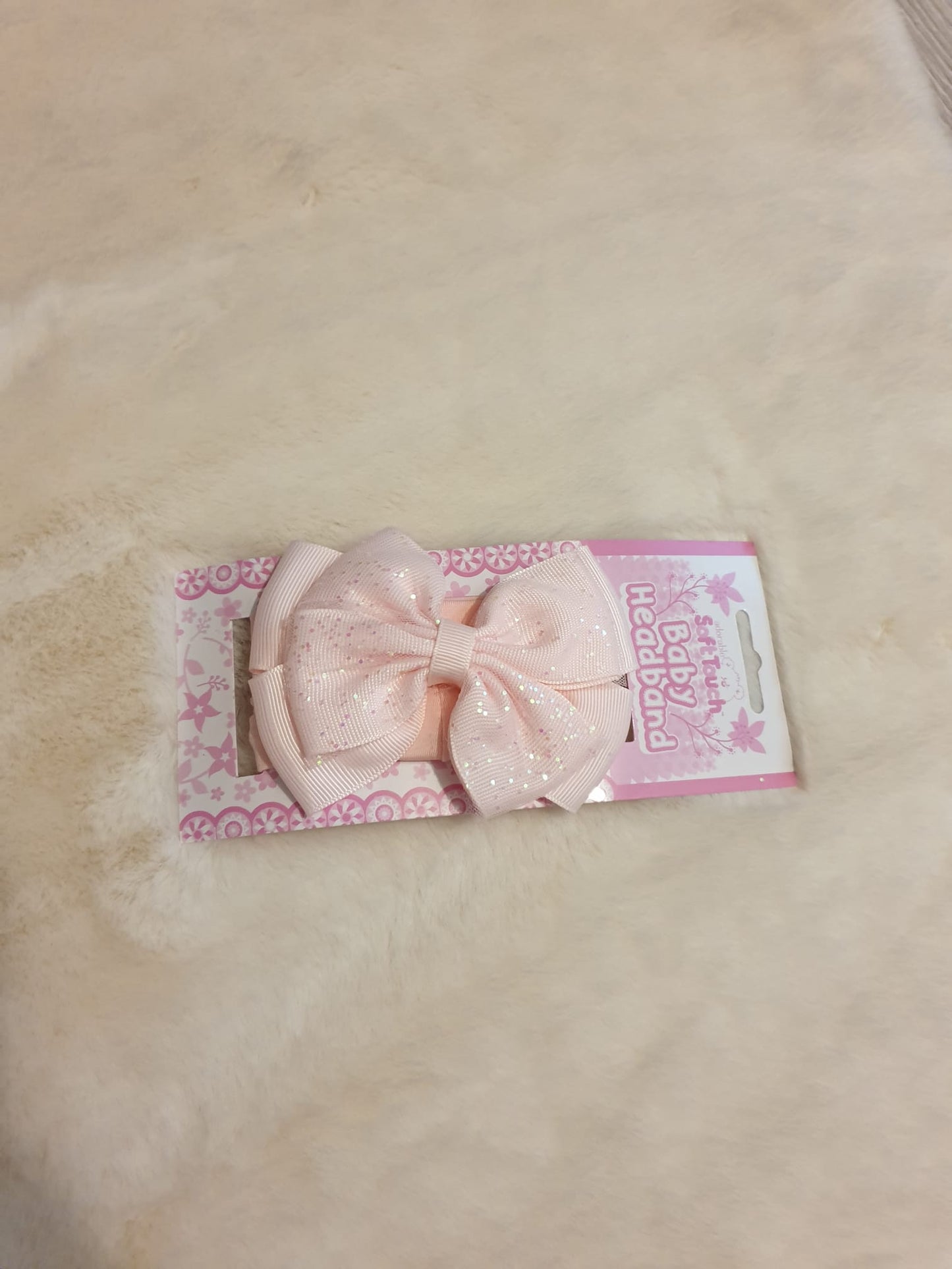 Baby Pink Girl Glitter Bow Head Band