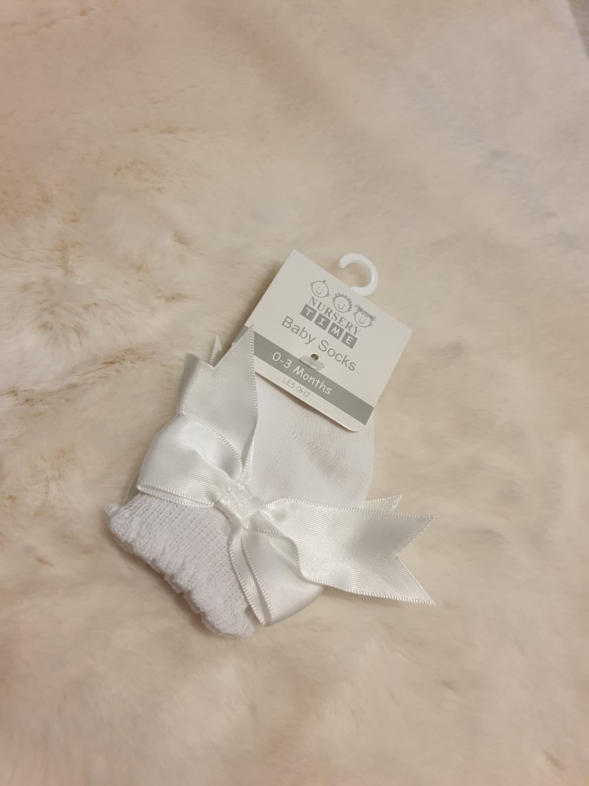 Baby White Satin Bow Socks