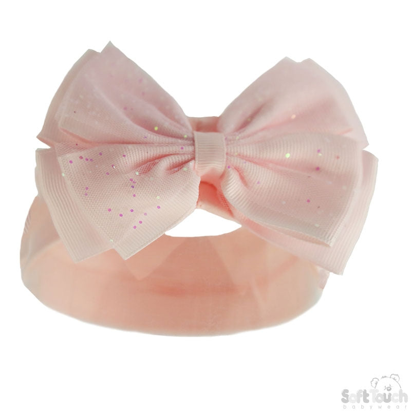 Baby Pink Girl Glitter Bow Head Band